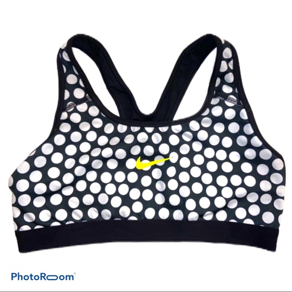 Nike Other - Nike sports bra black white logo polka dot medium